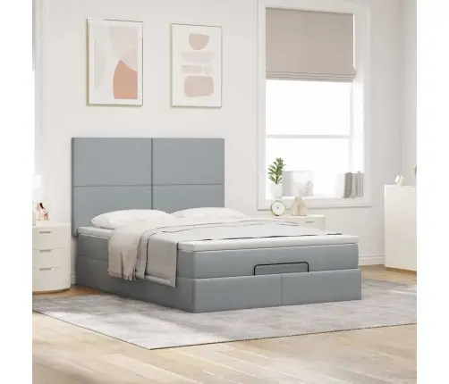 Osmaņu Gultas Rāmis Ar Matrača Gaiši Pelēks 140X200Cm Audums Vidaxl