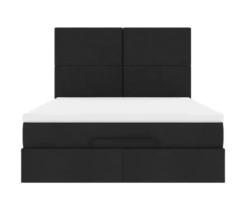 Osmanų Lova Su Čiužiniu, Juodas, 140X200cm Audinys