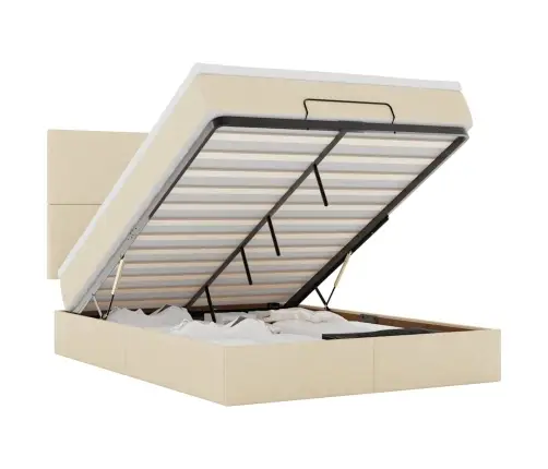 Osmanų Lova Su Čiužiniu, Kreminis, 140X200cm Audinys