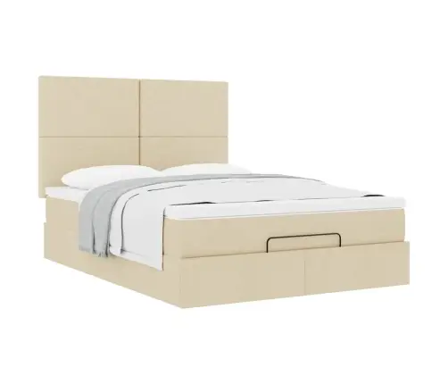 Osmanų Lova Su Čiužiniu, Kreminis, 140X200cm Audinys