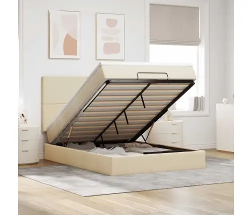 Osmanų Lova Su Čiužiniu, Kreminis, 140X200cm Audinys