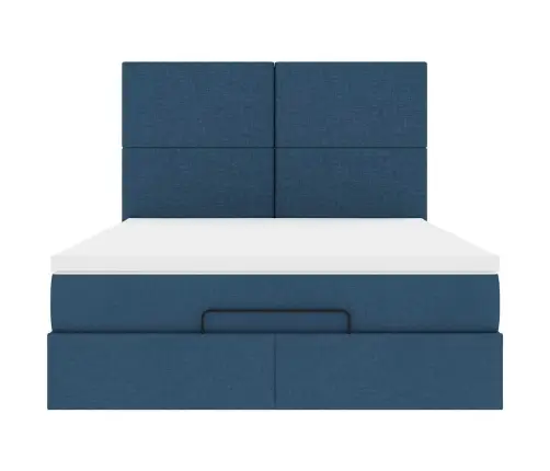 Osmanų Lovos Rėmas Su Čiužiniu, Mėlynas, 140X200cm Audinys