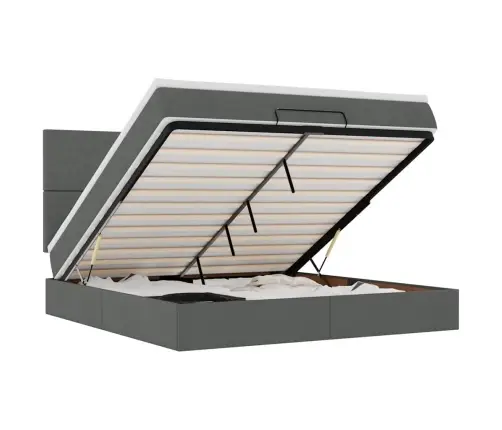 Osmaņu Gultas Rāmis Ar Matrača Tumši Pelēks 160X200 Cm Audums Vidaxl