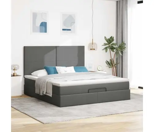 Osmaņu Gultas Rāmis Ar Matrača Tumši Pelēks 160X200 Cm Audums Vidaxl