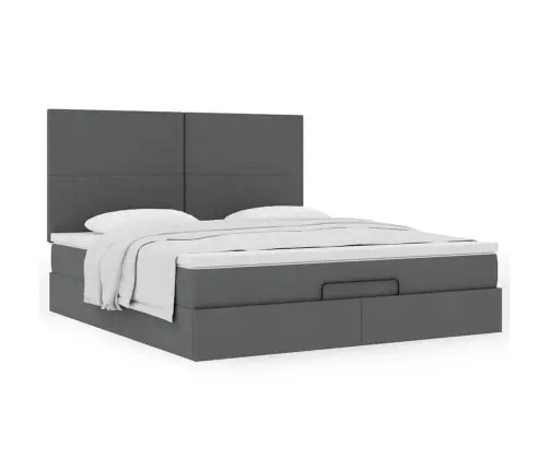 Osmaņu Gultas Rāmis Ar Matrača Tumši Pelēks 160X200 Cm Audums Vidaxl