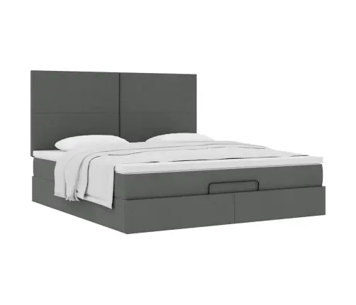 Osmaņu Gultas Rāmis Ar Matrača Tumši Pelēks 160X200 Cm Audums Vidaxl