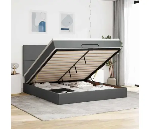 Osmaņu Gultas Rāmis Ar Matrača Tumši Pelēks 160X200 Cm Audums Vidaxl