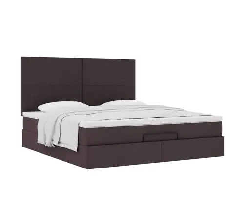 Osmanų Lovos Rėmas Su Čiužiniu, Rudas, 160X200 cm Audinys