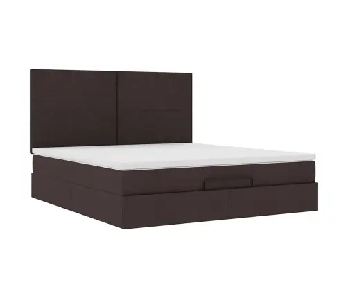 Osmanų Lovos Rėmas Su Čiužiniu, Rudas, 160X200 cm Audinys