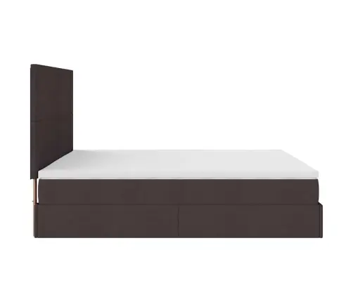 Osmanų Lovos Rėmas Su Čiužiniu, Rudas, 160X200 cm Audinys