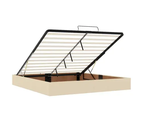 Osmaņu Gultas Rāmis Ar Matrača Krēmkrāsas 160X200Cm Audums Vidaxl