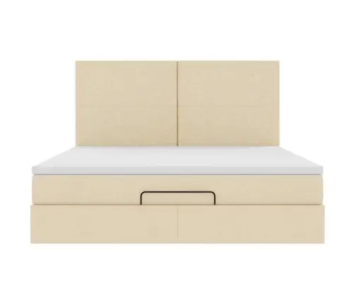 Osmaņu Gultas Rāmis Ar Matrača Krēmkrāsas 160X200Cm Audums Vidaxl