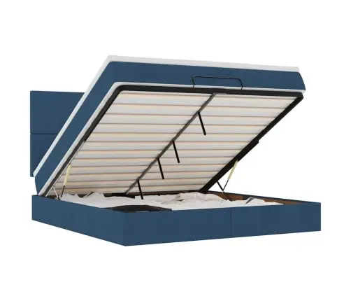 Osmaņu Gultas Rāmis Ar Matrača Zils 160X200Cm Audums Vidaxl