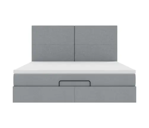 Ottomani Voodi Madratsiga, Helehall, 180X200 cm Kangas