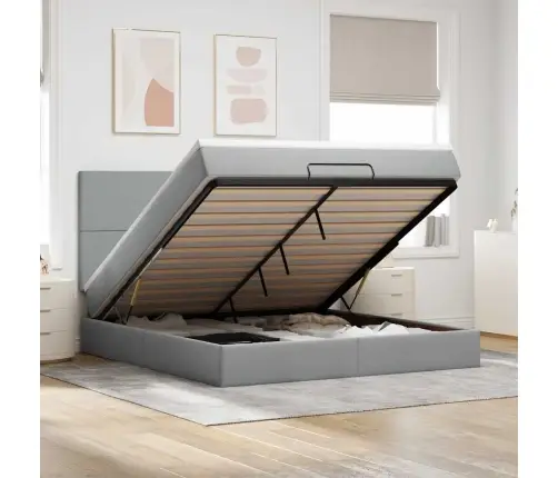 Ottomani Voodi Madratsiga, Helehall, 180X200 cm Kangas