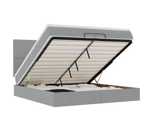 Osmaņu Gultas Rāmis Ar Matračiem Gaiši Pelēks 200X200Cm Audums Vidaxl