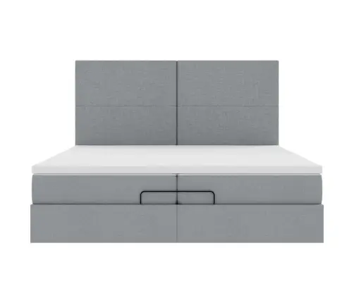 Osmaņu Gultas Rāmis Ar Matračiem Gaiši Pelēks 200X200Cm Audums Vidaxl