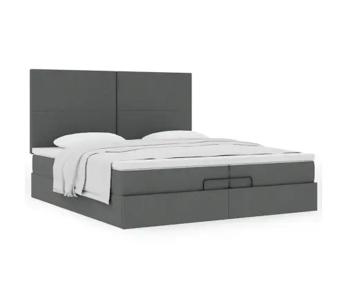 Osmaņu Gultas Rāmis Ar Matračiem Tumši Pelēks 200X200Cm Audums Vidaxl