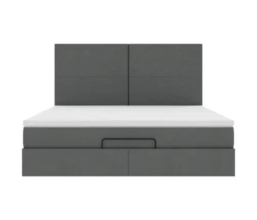 Osmaņu Gultas Rāmis Ar Matračiem Tumši Pelēks 200X200Cm Audums Vidaxl