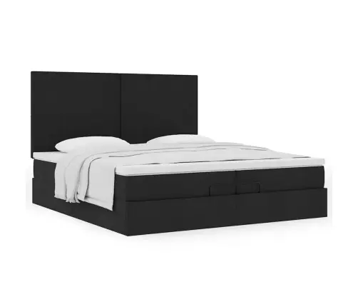 Osmaņu Gultas Rāmis Ar Matračiem Melns 200X200Cm Audums Vidaxl