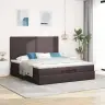 Osmaņu Gultas Rāmis Ar Matračiem Tumši Brūns 200X200Cm Audums Vidaxl