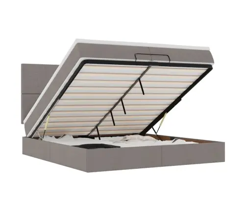 Osmaņu Gultas Rāmis Ar Matračiem Pelēkbrūns 200X200Cm Audums Vidaxl