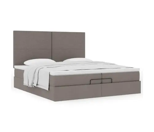 Osmaņu Gultas Rāmis Ar Matračiem Pelēkbrūns 200X200Cm Audums Vidaxl