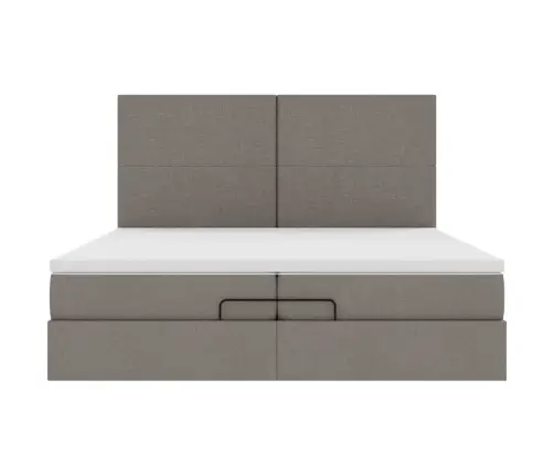 Osmaņu Gultas Rāmis Ar Matračiem Pelēkbrūns 200X200Cm Audums Vidaxl