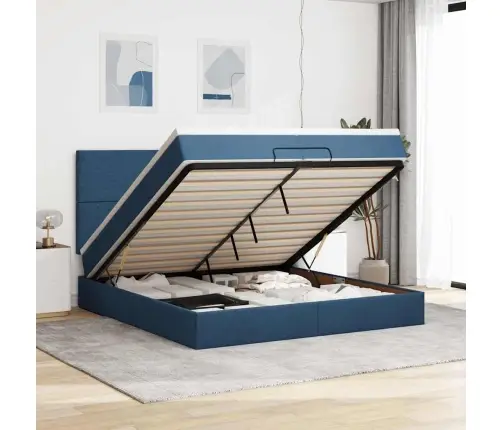 Ottomani Voodiraam Madratsitega, Sinise, 200X200cm Kangas