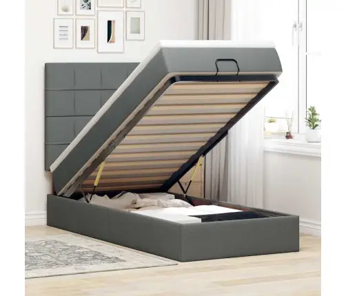 Ottomani Voodiraam Madratsiga, Tumehall, 80X200cm Kangas