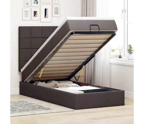 Osmanų Lovos Rėmas Su Čiužiniu, Rudas, 80X200cm Audinys