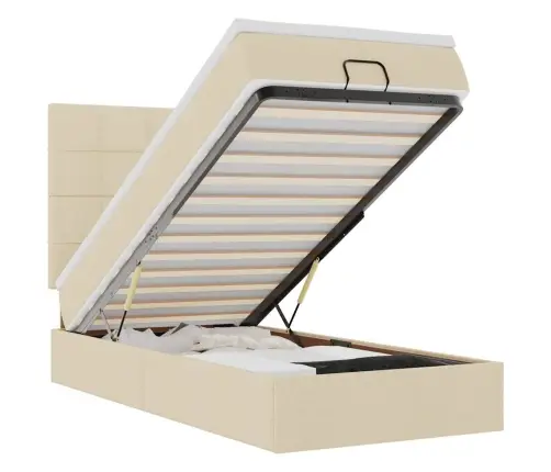 Ottomani Voodiraam Madratsiga, Kreemjas, 80X200cm Kangas