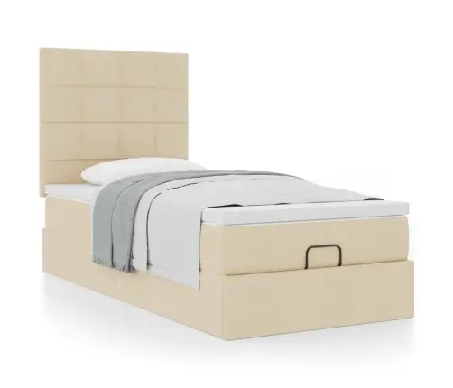 Ottomani Voodiraam Madratsiga, Kreemjas, 80X200cm Kangas