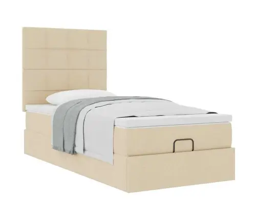 Ottomani Voodiraam Madratsiga, Kreemjas, 80X200cm Kangas