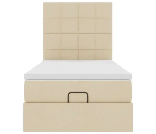 Ottomani Voodiraam Madratsiga, Kreemjas, 80X200cm Kangas