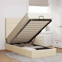 Ottomani Voodiraam Madratsiga, Kreemjas, 80X200cm Kangas