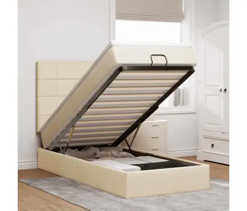 Ottomani Voodiraam Madratsiga, Kreemjas, 80X200cm Kangas