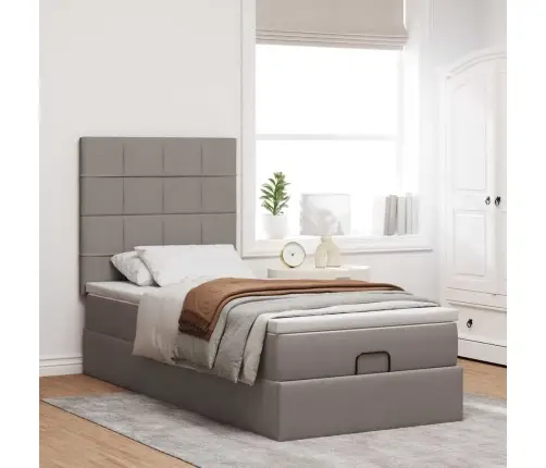 Osmaņu Gultas Rāmis Ar Matrača Pelēkbrūna 90X200 Cm Audums Vidaxl