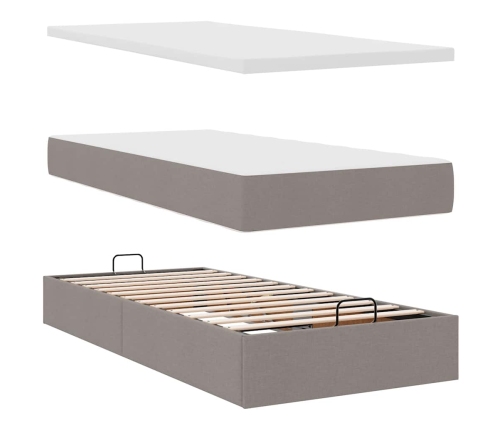 Osmaņu Gultas Rāmis Ar Matrača Pelēkbrūna 90X200 Cm Audums Vidaxl