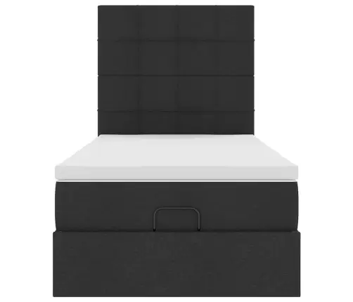 Ottomani Voodi Madratsiga, Must, 100X200 cm Kangas