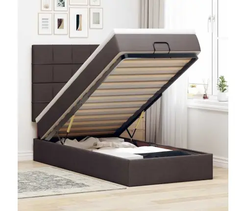 Osmaņu Gultas Rāmis Ar Matrača Tumši Brūns 100X200 Cm Audums Vidaxl