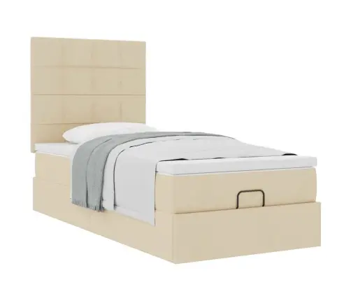 Ottomani Voodi Madratsiga, Kreemjas, 100X200 cm Kangas