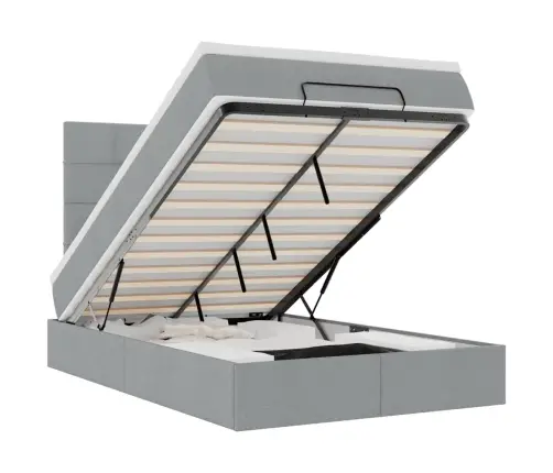 Ottomani Voodi Madratsiga, Helehall, 120X190 cm Kangas