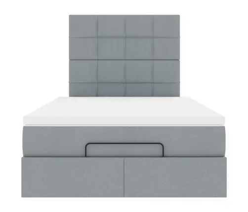 Ottomani Voodi Madratsiga, Helehall, 120X190 cm Kangas