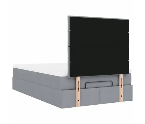 Ottomani Voodi Madratsiga, Helehall, 120X190 cm Kangas