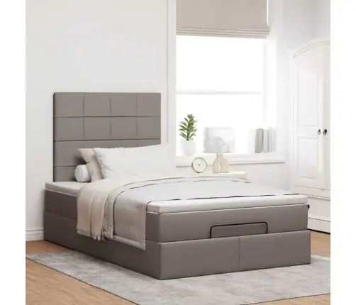 Osmanų Lovos Rėmas Su Čiužiniu, Taupe, 120X190 cm Audinys