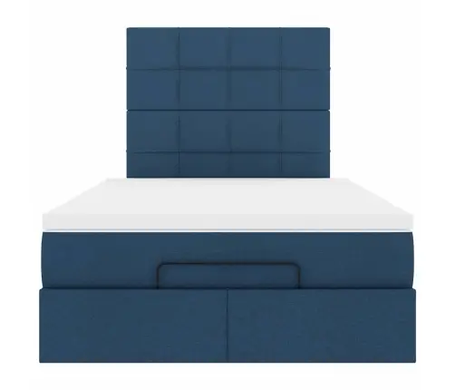 Osmaņu Gultas Rāmis Ar Matrača Zils 120X190Cm Audums Vidaxl