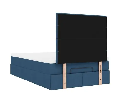 Osmaņu Gultas Rāmis Ar Matrača Zils 120X190Cm Audums Vidaxl