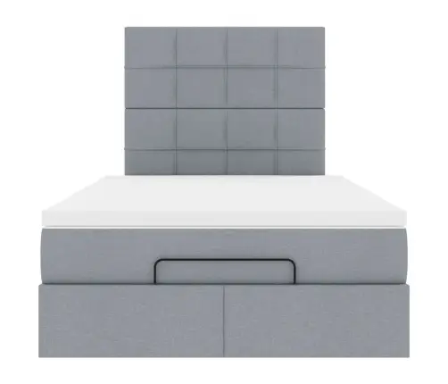 Ottomani Voodi Madratsiga, Helehall, 120X200cm Kangas