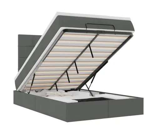 Osmaņu Gultas Rāmis Ar Matrača Tumši Pelēks 120X200 Cm Audums Vidaxl